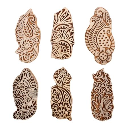 Set of 6 Piece New Mix Wooden Printing Block
